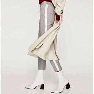 ZARA light gray ankle dress pants with side white stripe